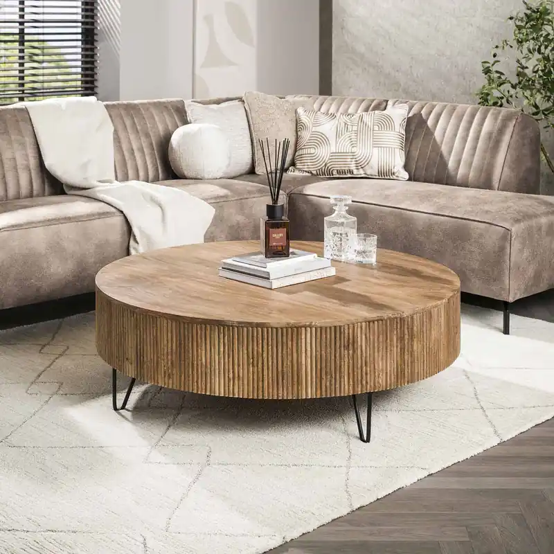 Couchtisch SWELL Ø 120 cm Mangoholz Begrenztes Angebot
