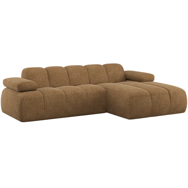 Eckgsofa MOJO weicher Chenille-Stoff honiggelb Longchair rechts Neu