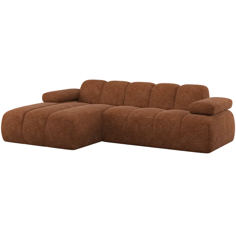 Eckgsofa MOJO weicher Chenille-Stoff rostbraun Longchair links Bestseller
