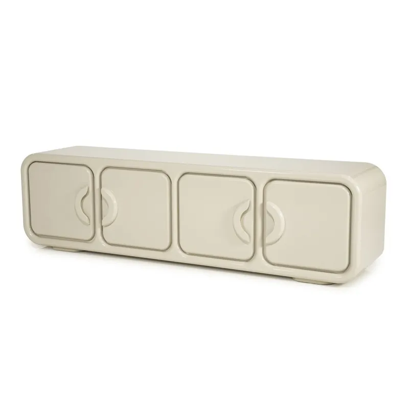 Neu TV Möbel Lowboard Gubby 176 cm mit 4 Türen MDF High Gloss beige