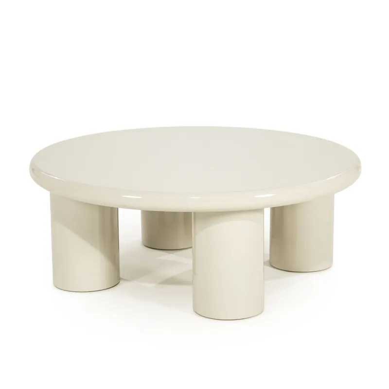 Direktkauf Beistelltisch Bloop Ø 80 cm MDF High Gloss beige Couchtisch