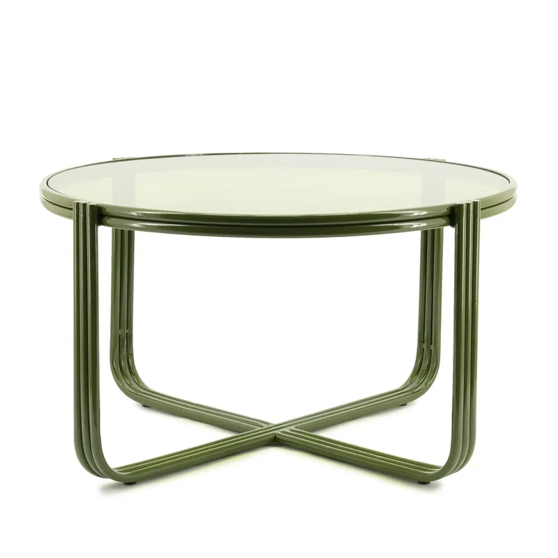 Beistelltisch Groovy Ø 63 cm Glas Metall grün Couchtisch Heißes Angebot
