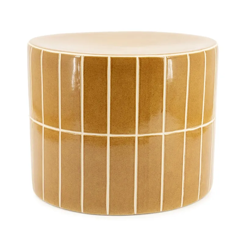 Couchtisch TileTastic I Ø 42 cm Keramik senffarben Beistelltisch Saisonangebot