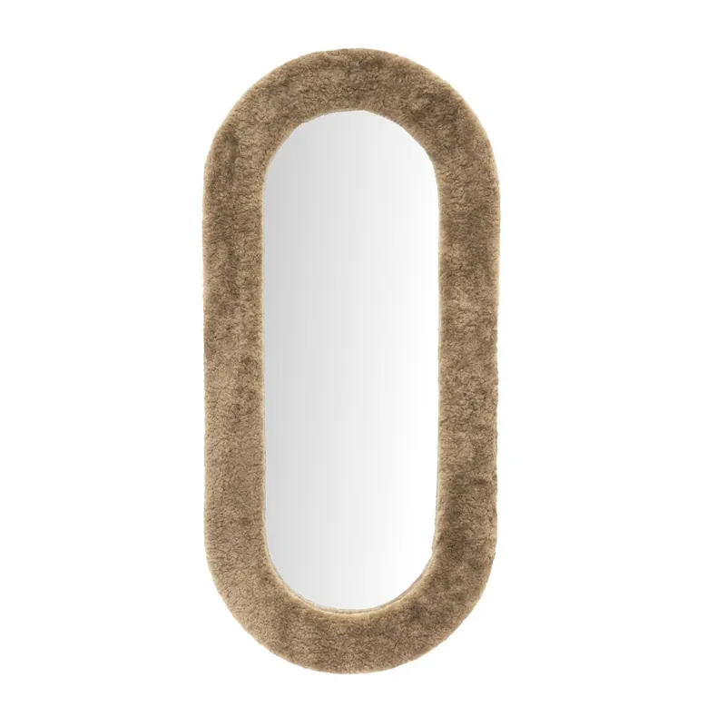 Bestpreis Wandspiegel Kiss oval 130 x 60 Spiegel Stoffrand braun