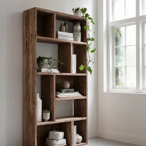DTP Home Bücherregal Gallery H 195 cm Teakholz rustikal Regal Schrank Sichere Zahlung