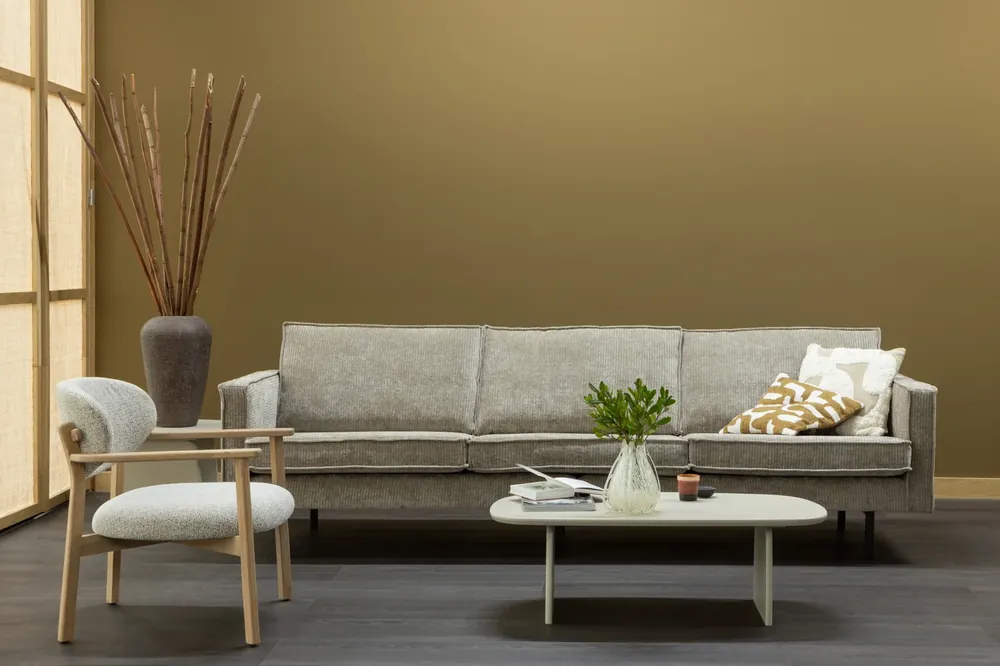 3 Sitzer Sofa RODEO Ribstoff Cord dunkelsand Markenprodukt
