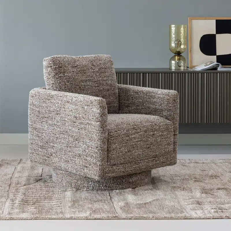 Sessel OSKA drehbar Bouclé braun melange Drehsessel Heißes Angebot