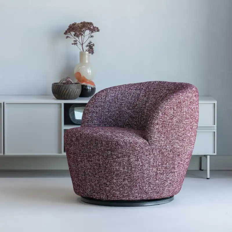 Knallerangebot Sessel SERRA Drehsessel Webstoff Melange burgunderrot