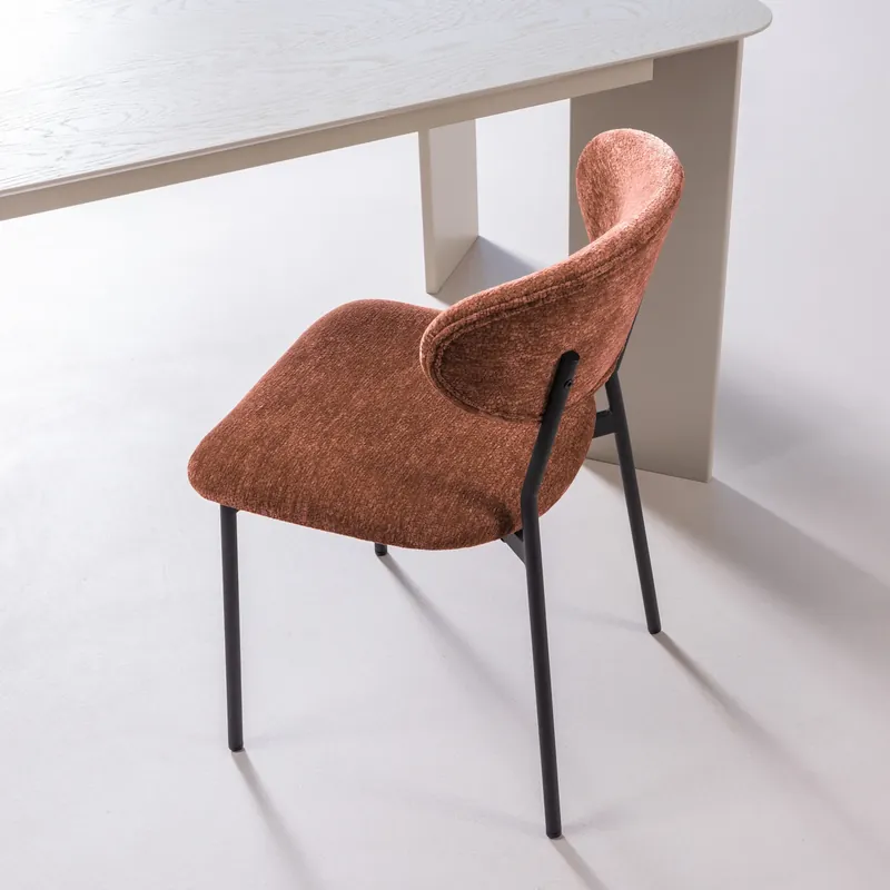 2er Set Esszimmerstuhl KJELD Struktur Chenille braun Nur Heute