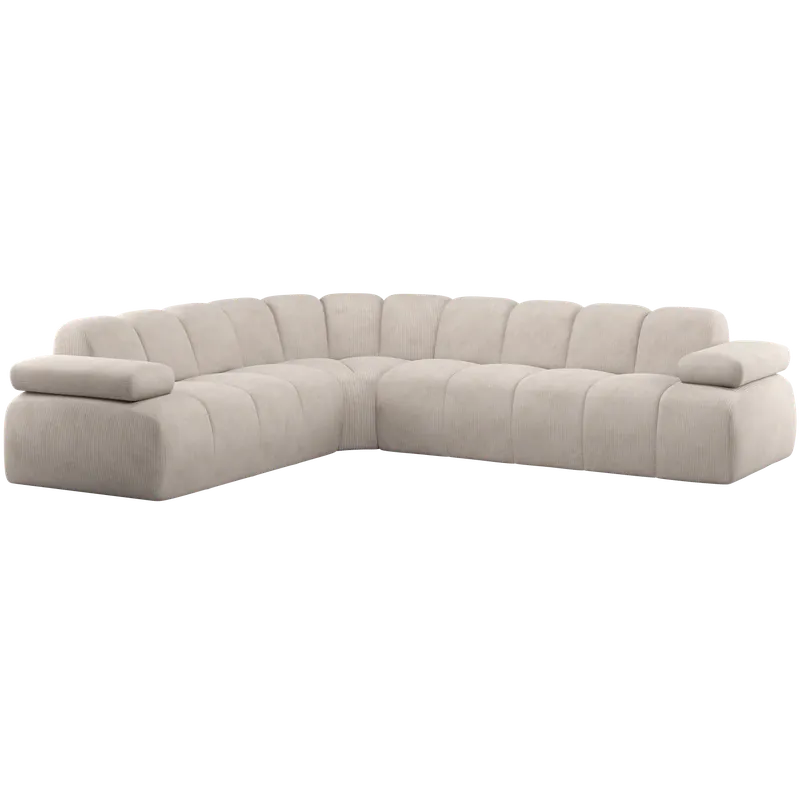 Top-Seller Ecksofa MOJO gerippter Stoff ecru Chaiselongue links