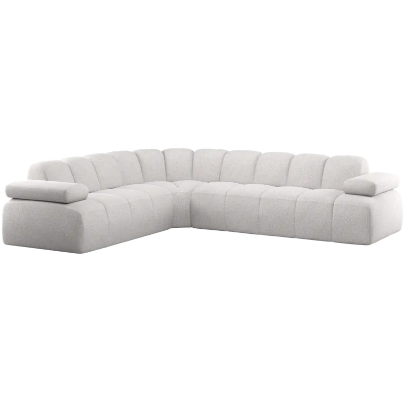 Rabatt Ecksofa MOJO Bouclé ecru meliert Chaiselongue links