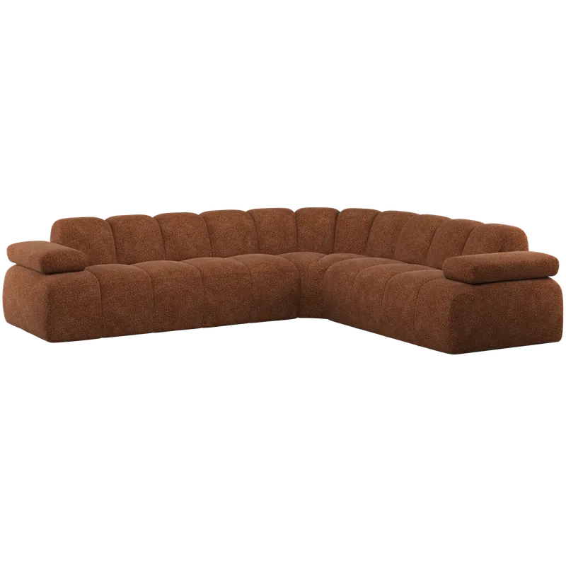Günstig Ecksofa MOJO Chenille Stoff rostbraun Chaiselongue rechts