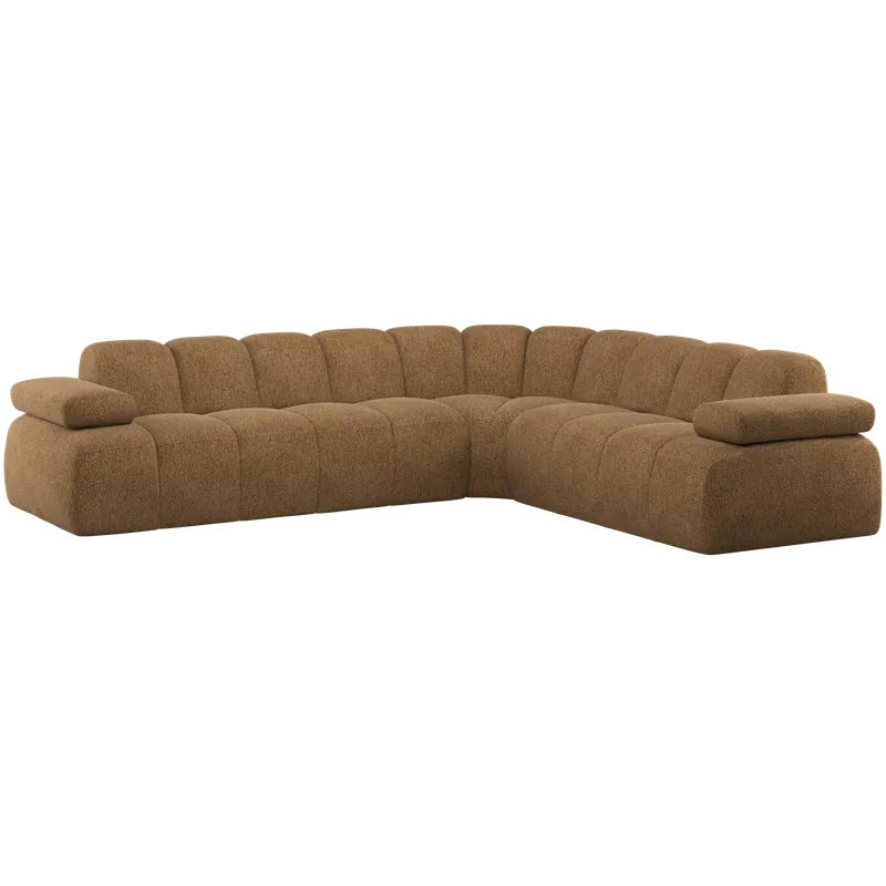 Ecksofa MOJO Chenille Stoff honiggelb Chaiselongue rechts Sonderangebot