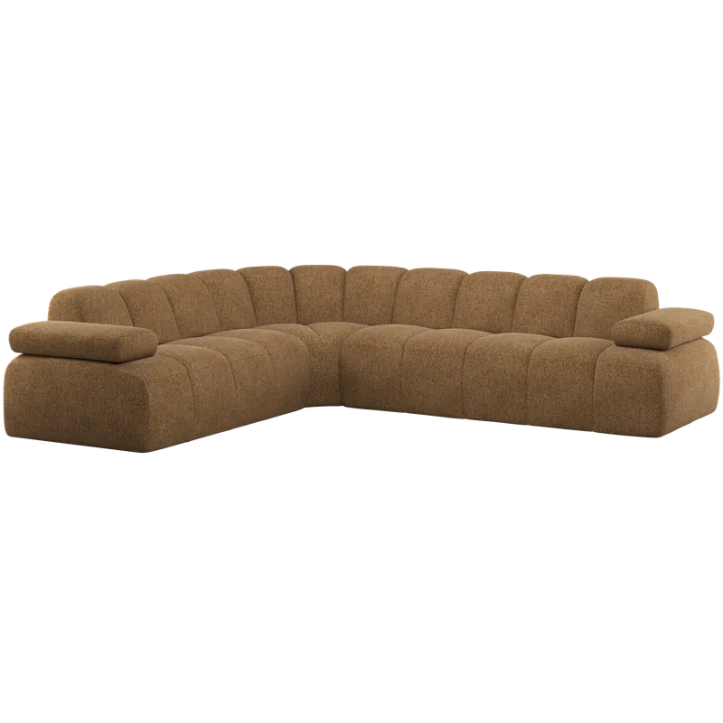 Bestpreis Ecksofa MOJO Chenille Stoff honiggelb Chaiselongue links