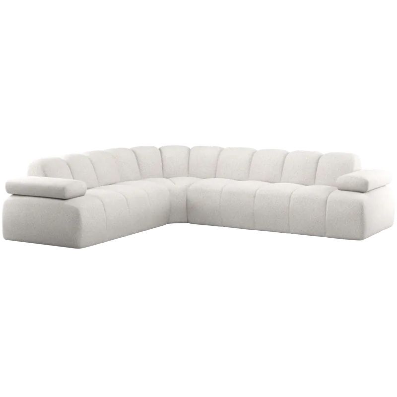 Ecksofa MOJO Chenille Stoff ecru Chaiselongue links Geprüft