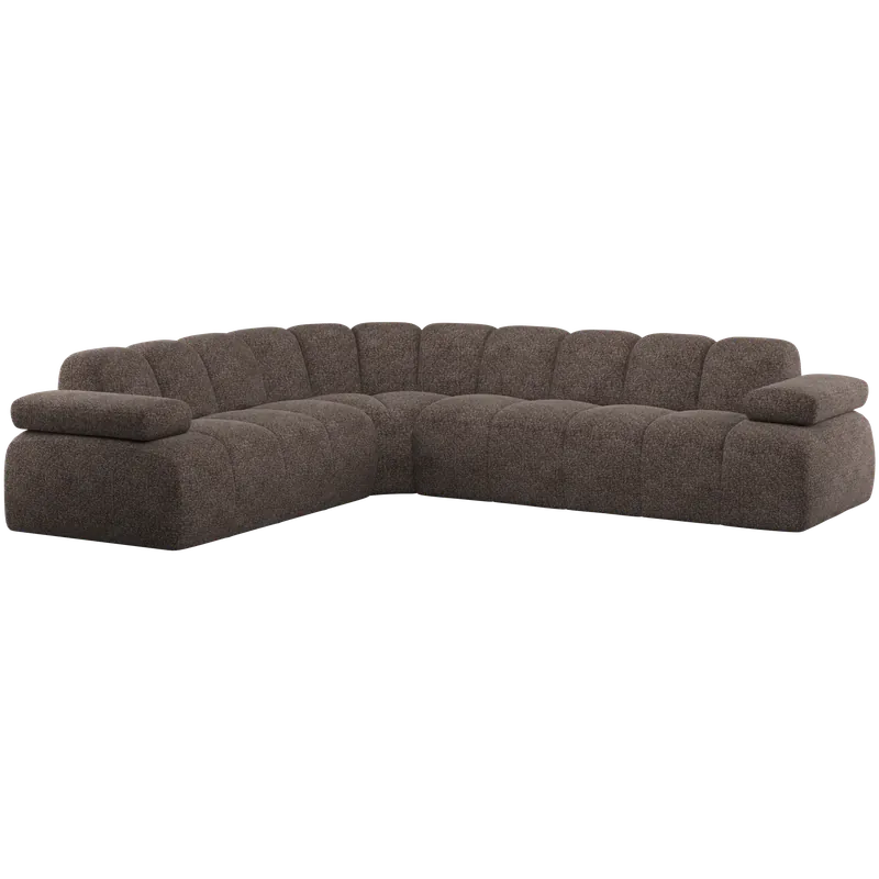 Bestpreis Ecksofa MOJO Chenille Stoff braun Chaiselongue links