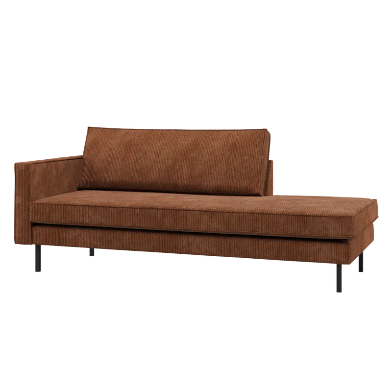 Sofa Chaiselongue RODEO Ripstoff rostbraun Recamiere links Tagesbett Sichere Zahlung