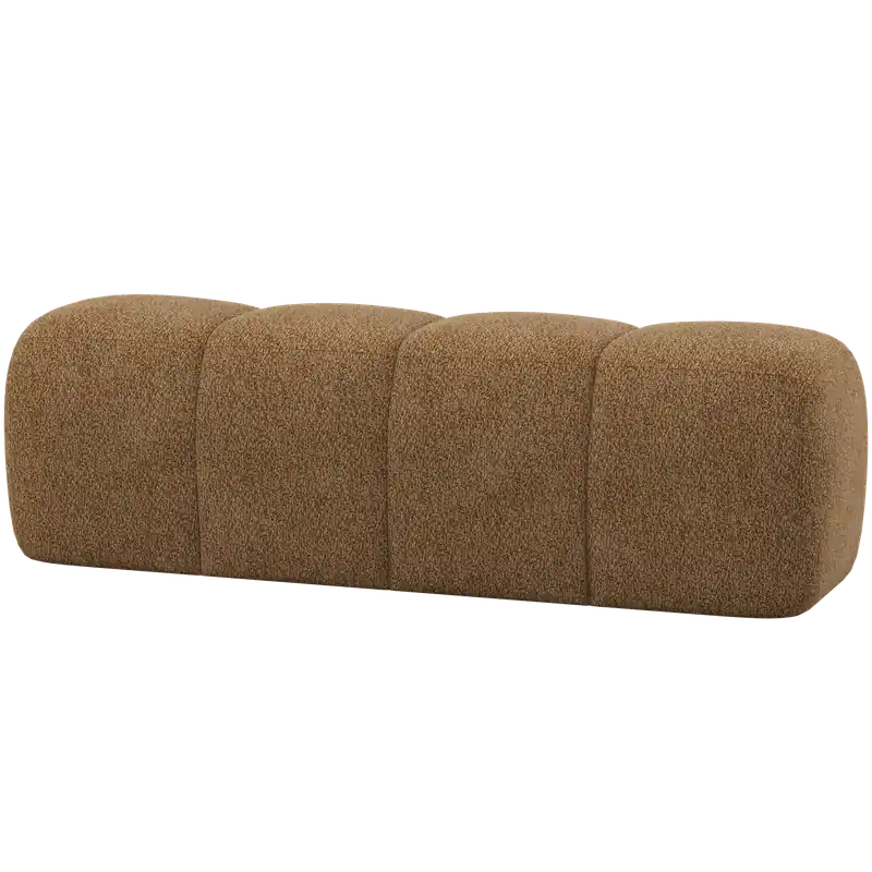 Neu Esszimmerbank Hocker MOJO 164 cm Chenille Wolle honiggelb