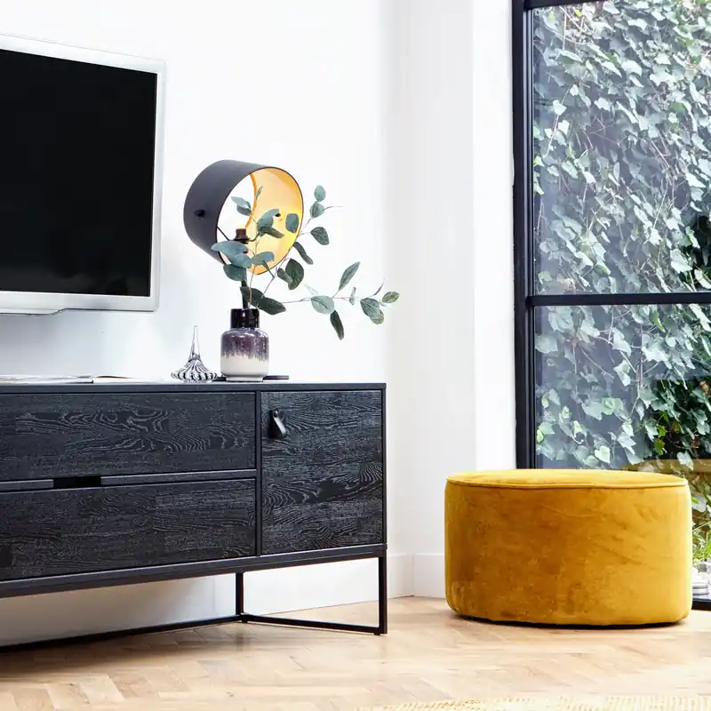 woood Hocker rund Ø 60 cm SARA Samt ockergelb Top-Preis