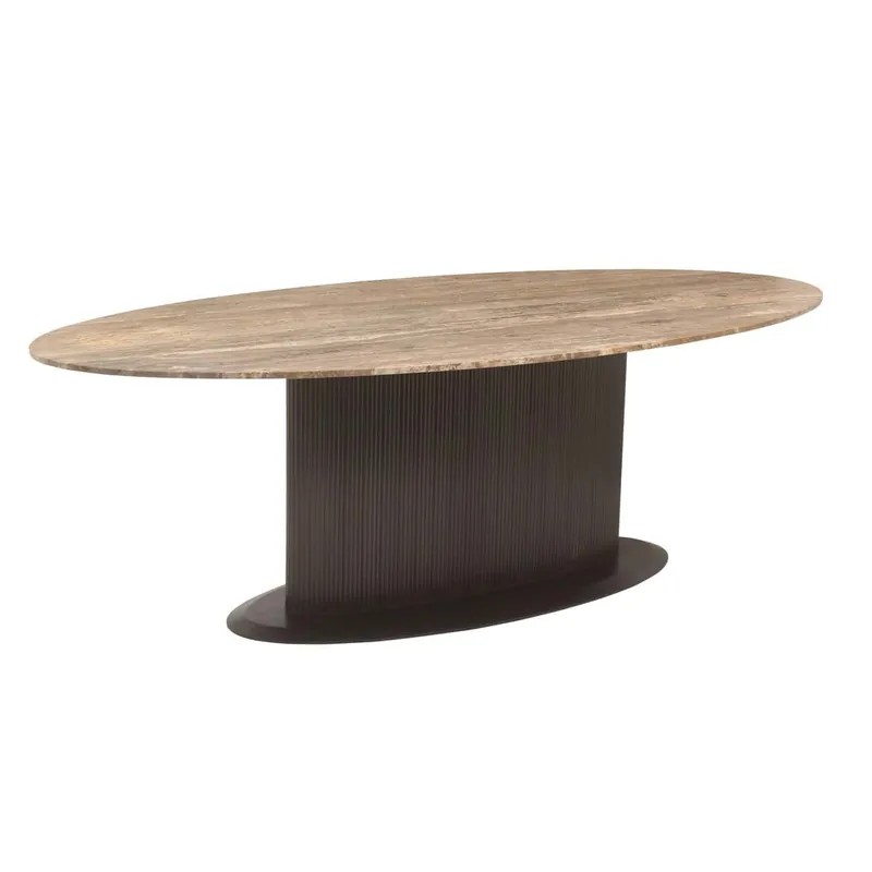 Esstisch Russo 235 x 110 cm Travertin Tischplatte braun Ausverkauf