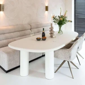 Esstisch Bloomstone 230 x 120 cm organisch Betonlook weiß Preisknaller