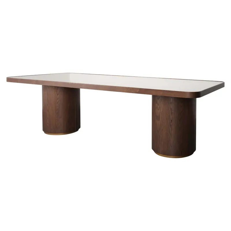 Esstisch Willox 235 x 100 cm Eichenholz braun Glasplatte Preis Gesenkt