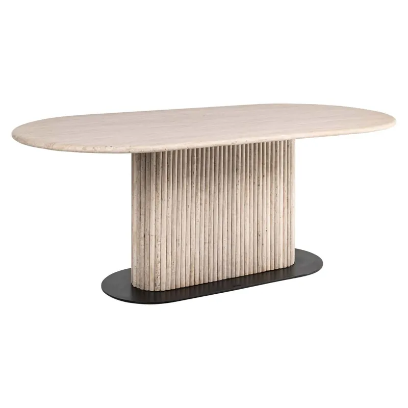Esstisch Cantera oval 200 x 100 cm Travertin beige Direktkauf