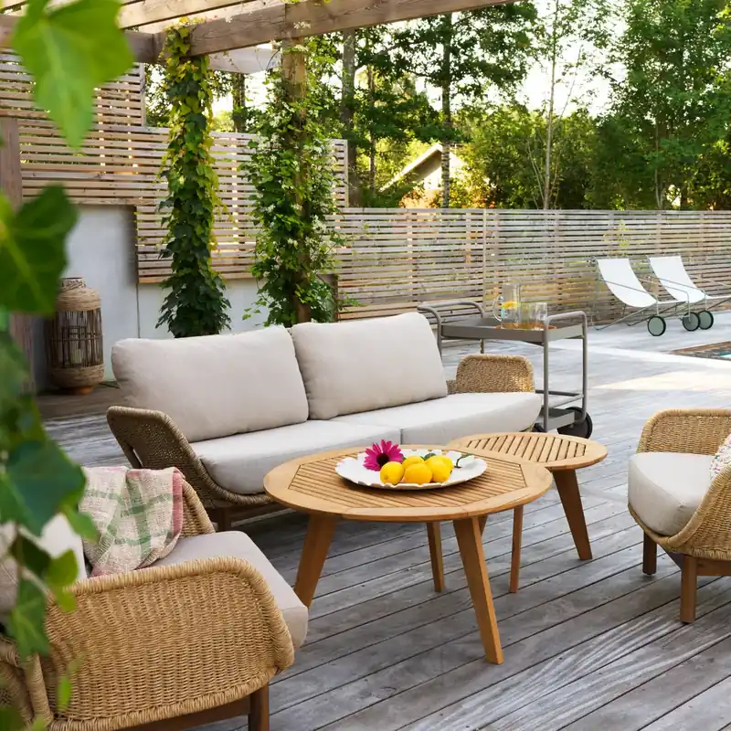 Solange Der Vorrat Reicht 2,5 Sitzer Gartensofa Sofa Lily mit Kissen Kunstrattan Teakholz