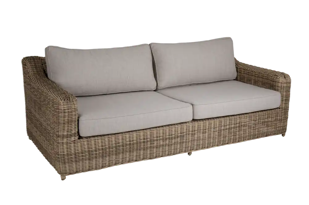 Super-Preis 3 Sitzer Gartensofa Sofa Glendon 219 cm mit Kissen Kunstrattan beige