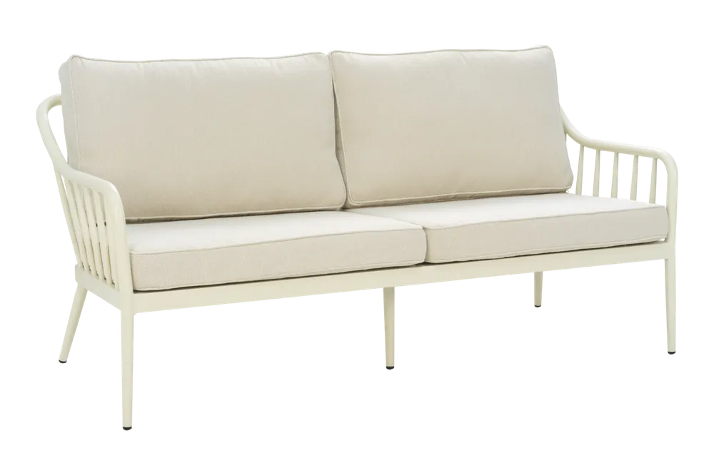Heißes Angebot 3 Sitzer Gartenbank Gartensofa Coleville 185 cm Aluminium pearlweiß