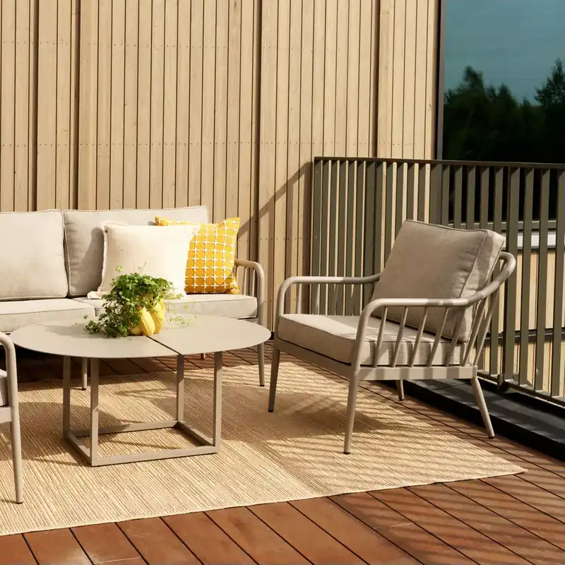 Gartensessel Gartenstuhl Coleville mit Kissen Aluminium khaki Günstig