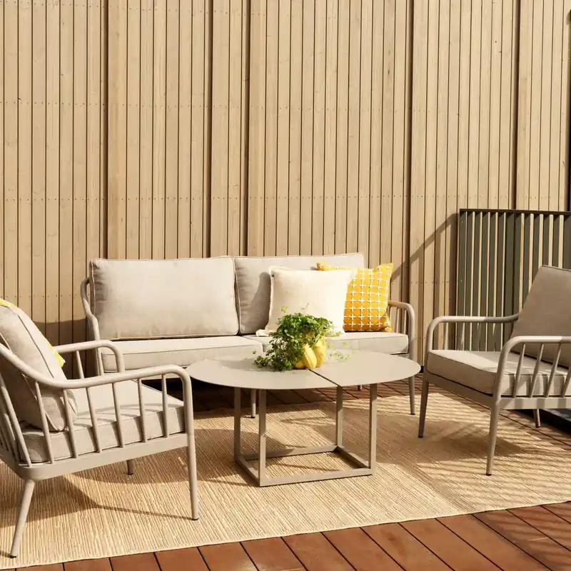 3 Sitzer Gartensofa Sofa Coleville 185 cm mit Kissen Aluminium khaki Ausverkauf