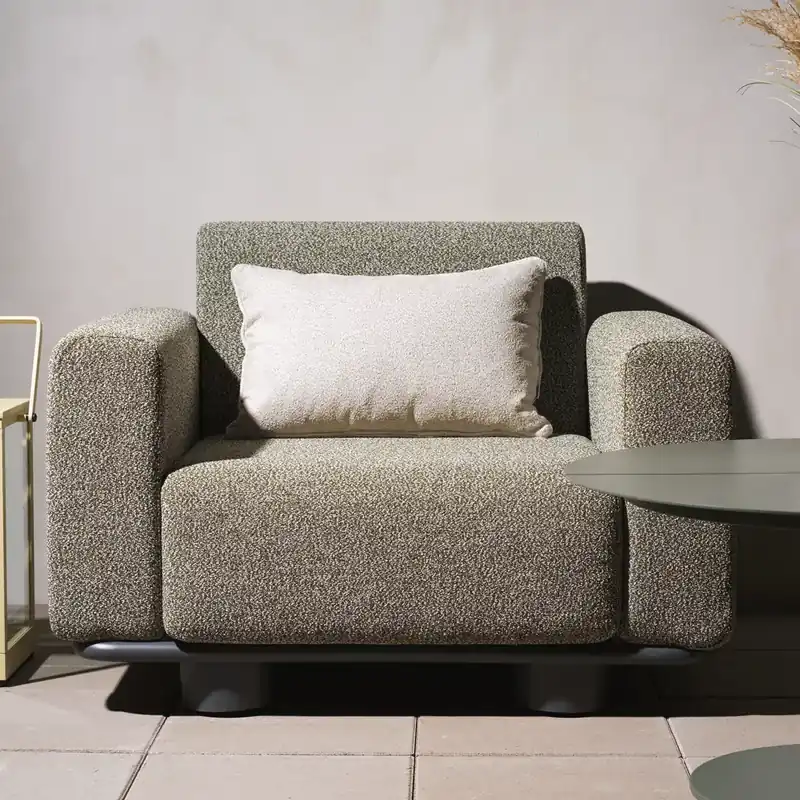 Neu Gartensessel Lounge Sessel Teddy Stoff grün