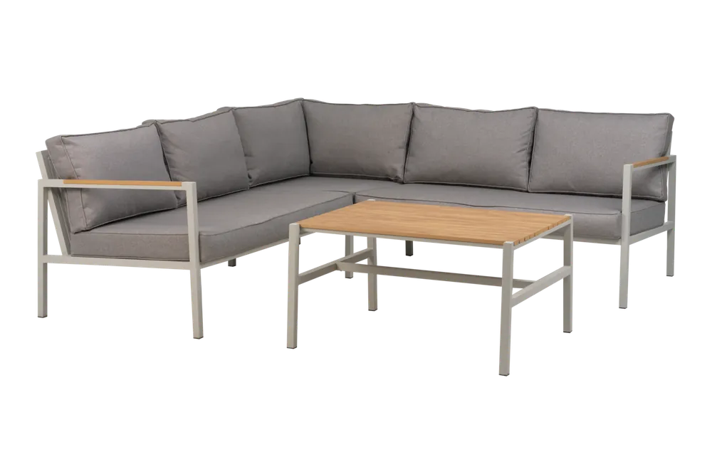 Solange Der Vorrat Reicht Garten Lounge Set Ecksofa Cap mit Tisch Aluminium hellgrau