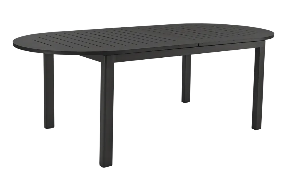 Gartentisch Lomma Elipse 220 bis 280 x 110 cm erweiterbar Aluminium schwarz Highlight