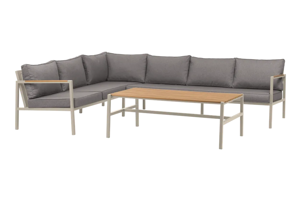 Geprüft Garten Lounge Set Ecksofa Cap large mit Tisch Aluminium hellgrau