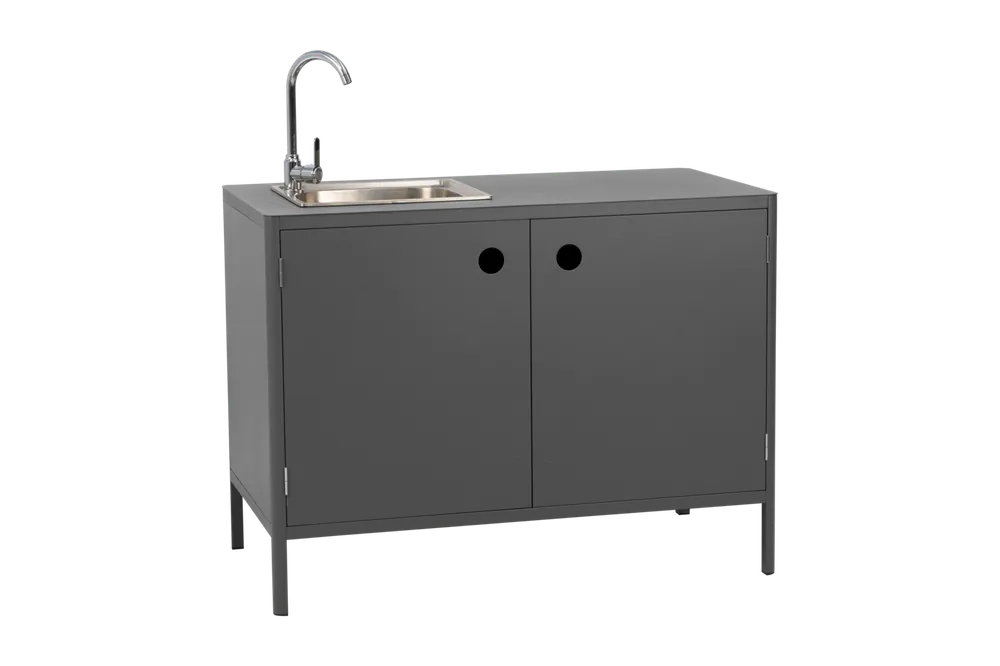 Expressversand Outdoor Küche Kelia Modul mit Türen Spüle und Armatur 121 cm Aluminium anthrazit