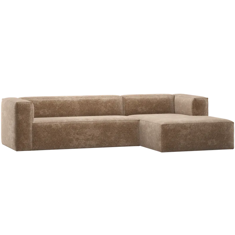 Ecksofa BEAN Chenille-Samt taupe Longchair rechts Geprüft