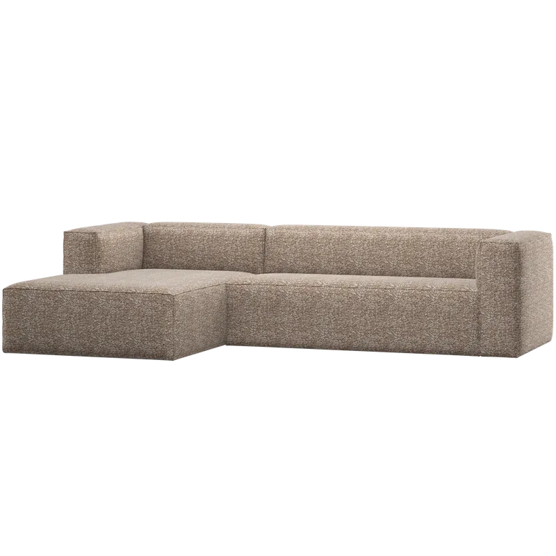 Ecksofa BEAN Melange hellbraun Longchair links Garantierte Lieferung