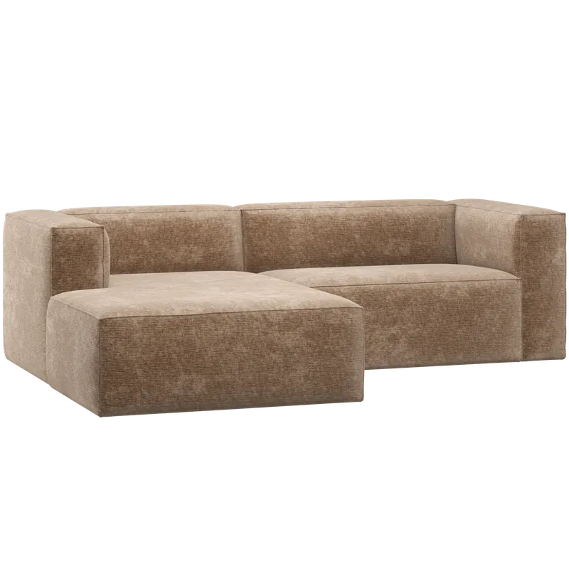 Ecksofa BEAN Chenille-Samt taupe Longchair links Neuheit