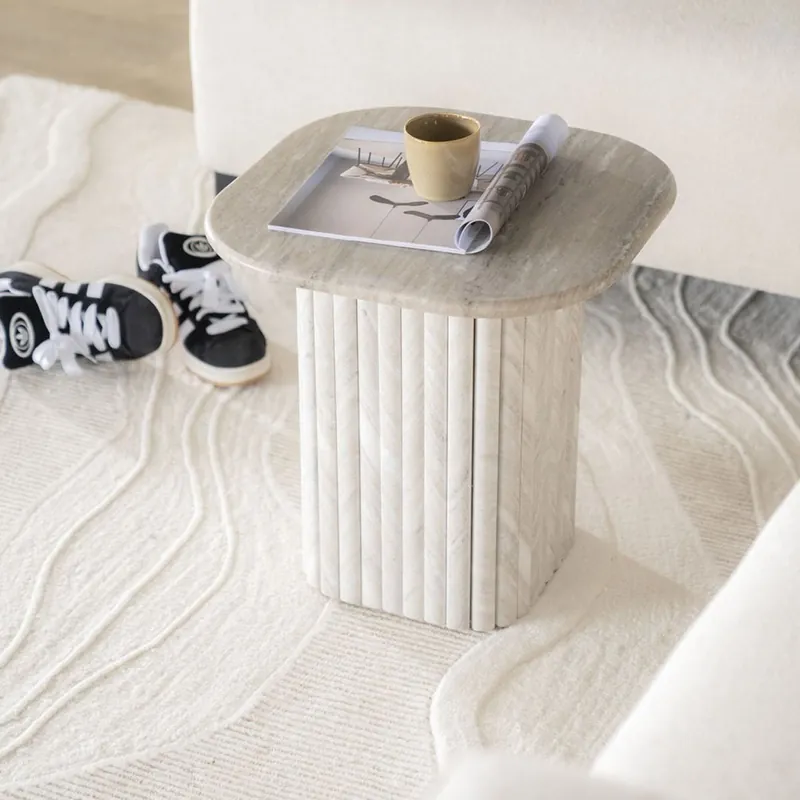 Billig Beistelltisch Dorique H 45 cm Marmor creme