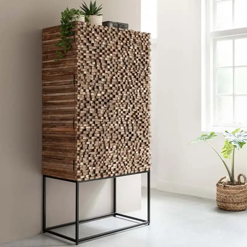 Highboard Sticks H 180 cm Teakholz Schrank Top-Preis