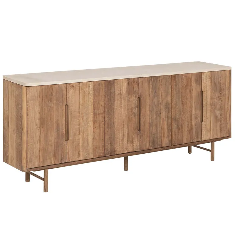 Sideboard Bliss 220 cm recyceltes Teakholz Mortex Deckplatte Preis Gesenkt