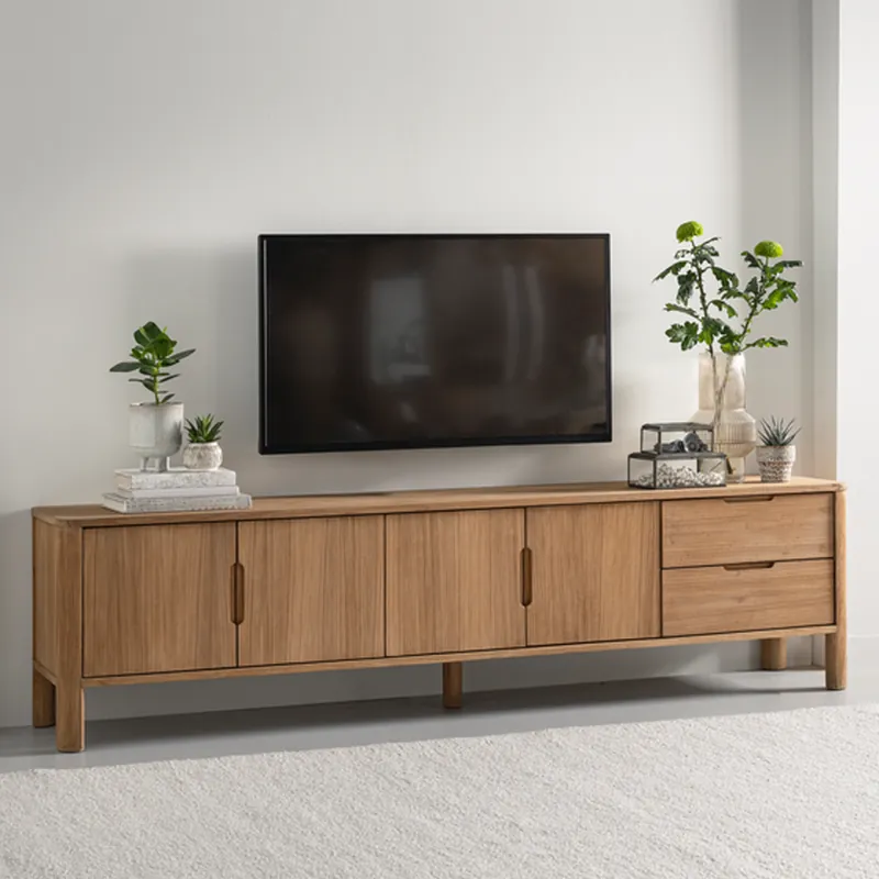 TV Möbel Forte 210 cm Teakholz natur Lowboard Neu Im Sortiment