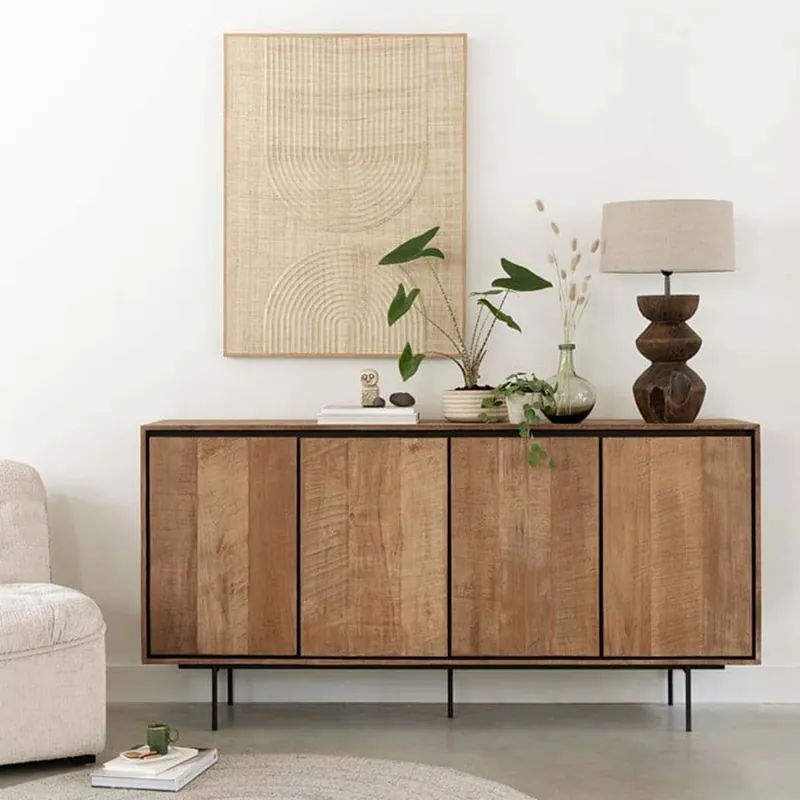 Sideboard Metropole 180 cm recyceltes Teakholz massiv Metall Kommode Sonderangebot