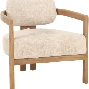 Lounge Sessel Kelly Chenille sand Holzgestell natur Billig