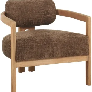 Lounge Sessel Kelly Chenille braun Holzgestell natur Garantierte Lieferung