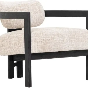 Lounge Sessel Kelly Chenille sand Holzgestell schwarz Begrenztes Angebot