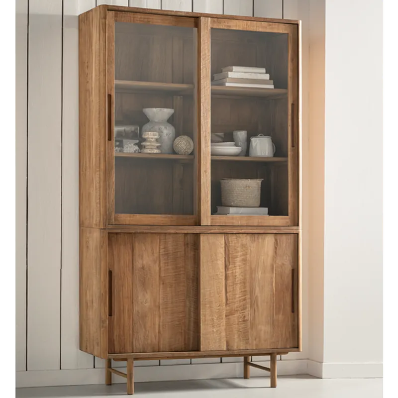 Mega-Angebot Vitrine Vitrinenschrank Bliss H 210 cm recyceltes Teakholz