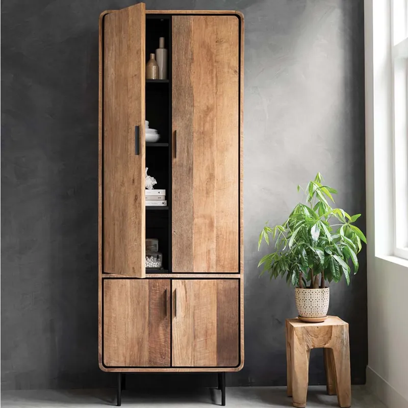 Hochschrank Evo H 220 cm recyceltes Teakholz Schrank Preisreduziert